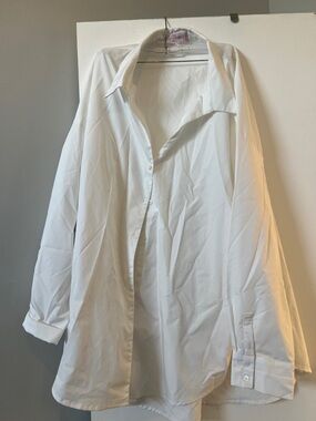 Classic White Button-Up Shirt over sized